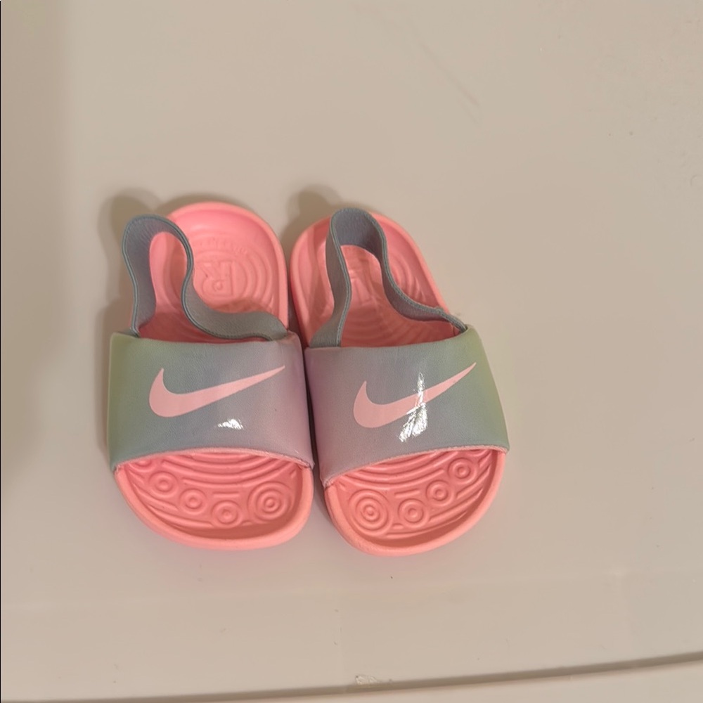 Nike Kids Pink and Gray Sandals